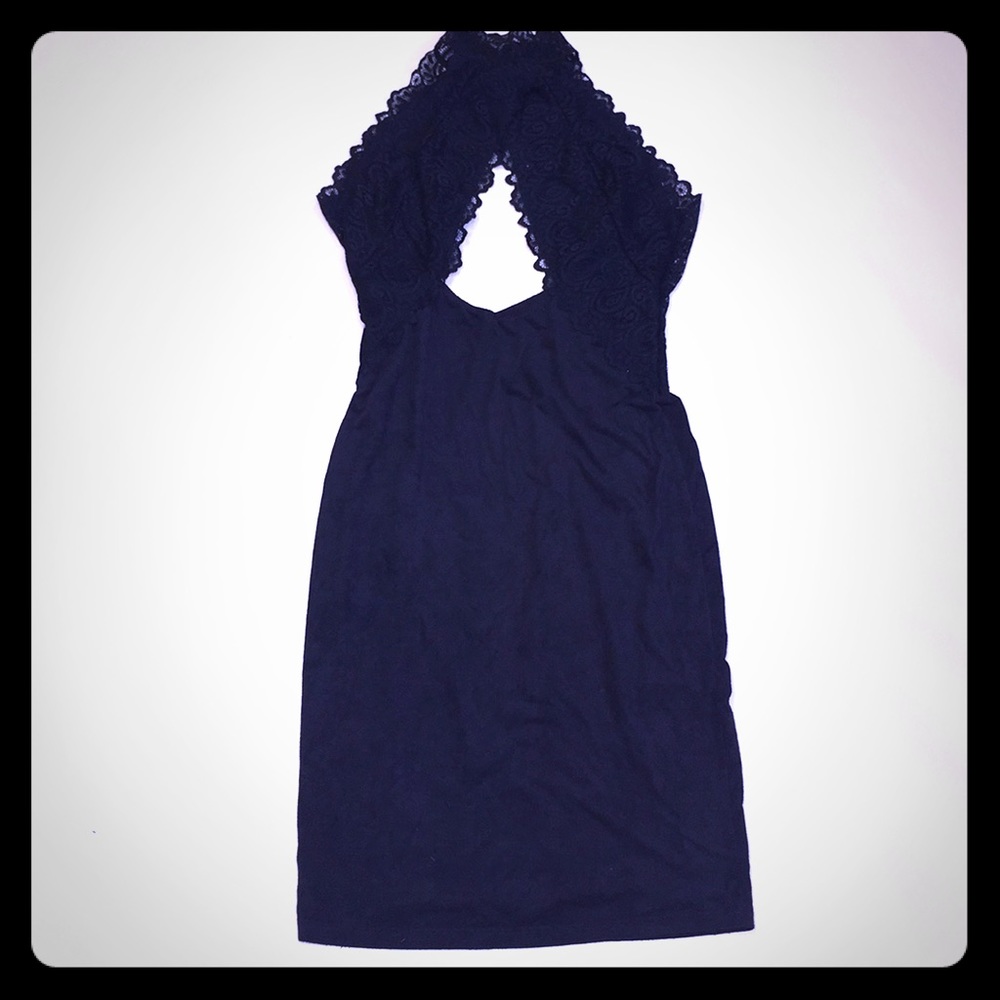 Fashion Nova Black Lace & Suede Dress Size Large